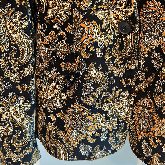 NWOT Velveteen Blazer MICHAEL KORS Black/Marigold/Ivory some stretch & fitted - Picture 4 of 13